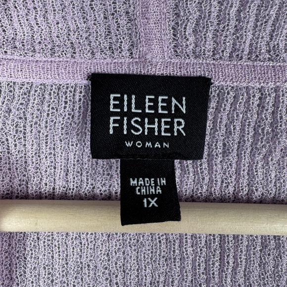 Eileen Fisher Cardigan Womens 1X Purple Open Front Lightweight Knit Sweater Plus - Picture 3 of 9